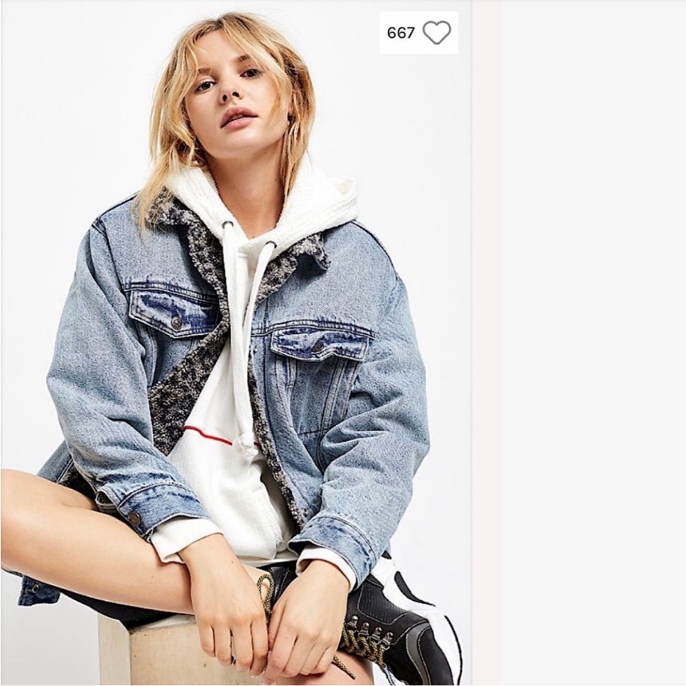 Free people cheetah sherpa denim jacket!